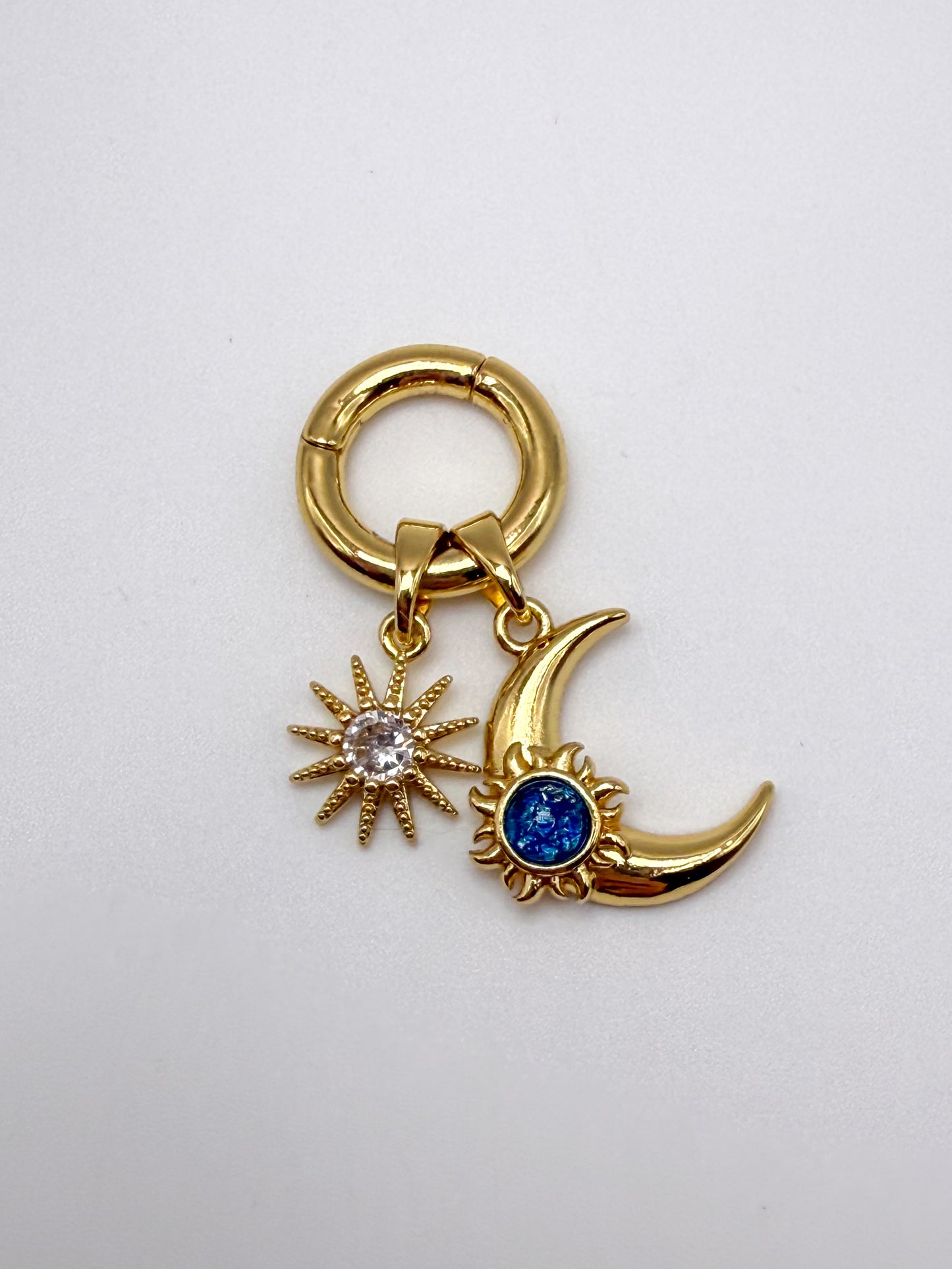 Gold Moon & Star Mini Carabiner Pendant