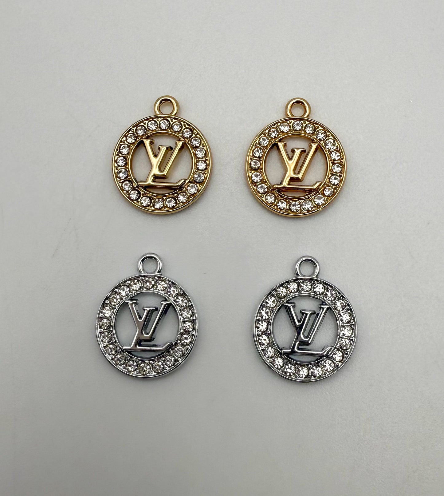 Round LV Designer Gold and Silver DIY Charms