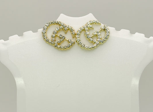 Gold GG Designer Brand Stud Earrings