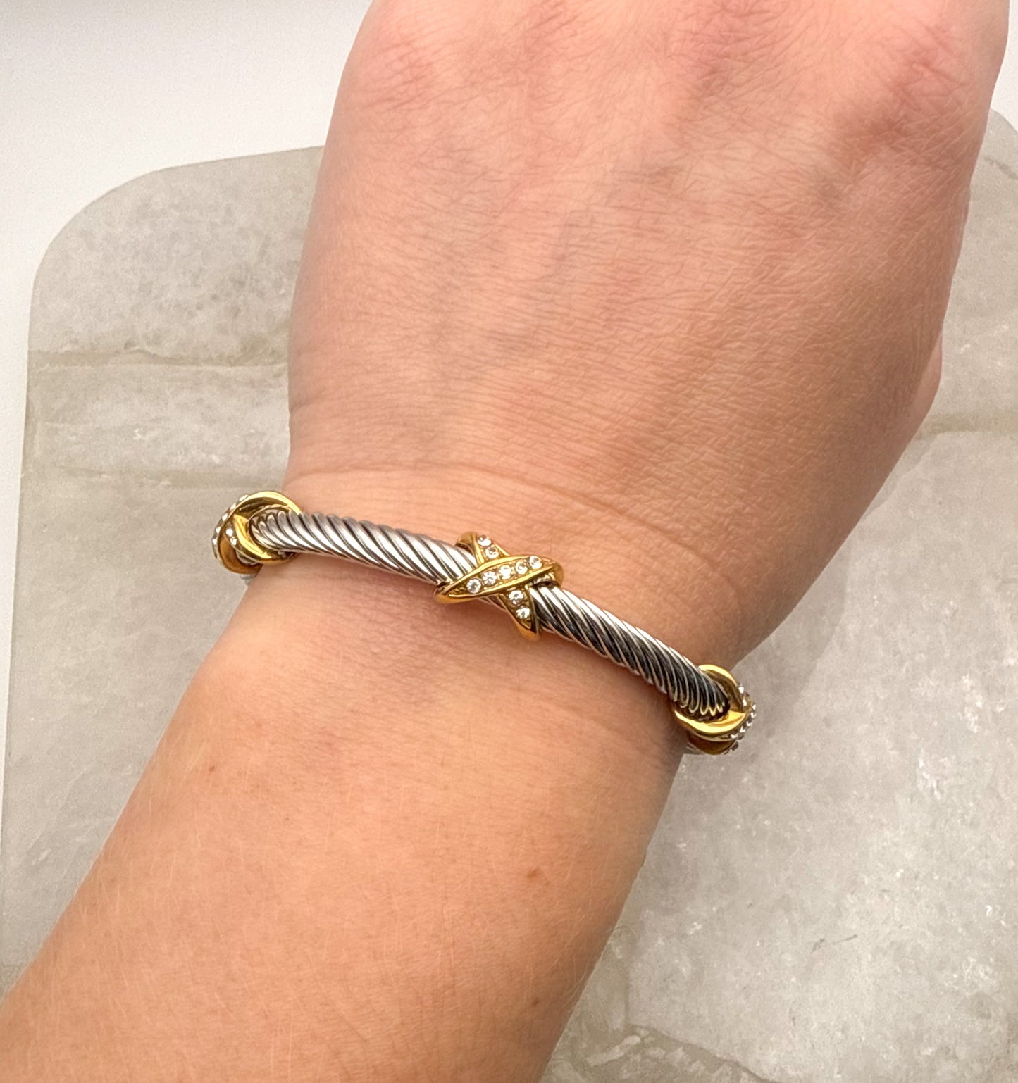 Stainless Steel Mixed Metals Bangle Cuff Bracelet
