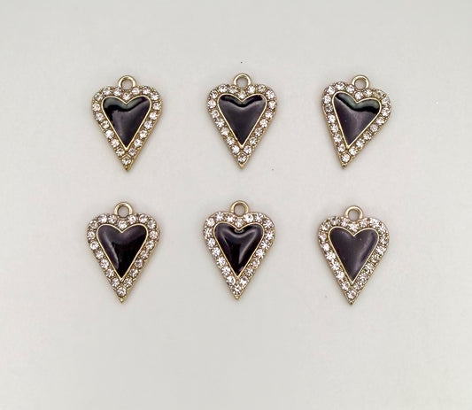 Black & Gold Heart DIY Charms