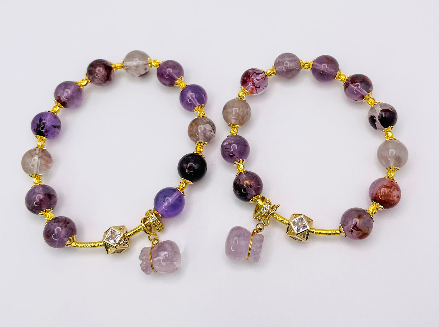 Natural Purple Phantom Quartz Money Bag Bracelet