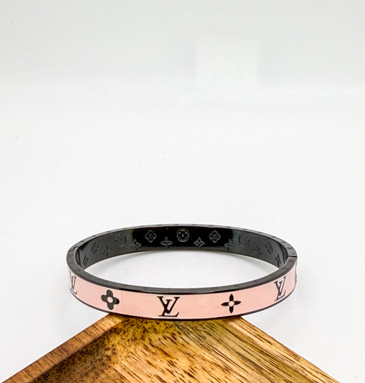 High Quality LV Designer Black Stainless Steel Bangle Bracelet