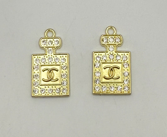 Gold CC Designer Perfume Bottle Design Metal DIY Charms