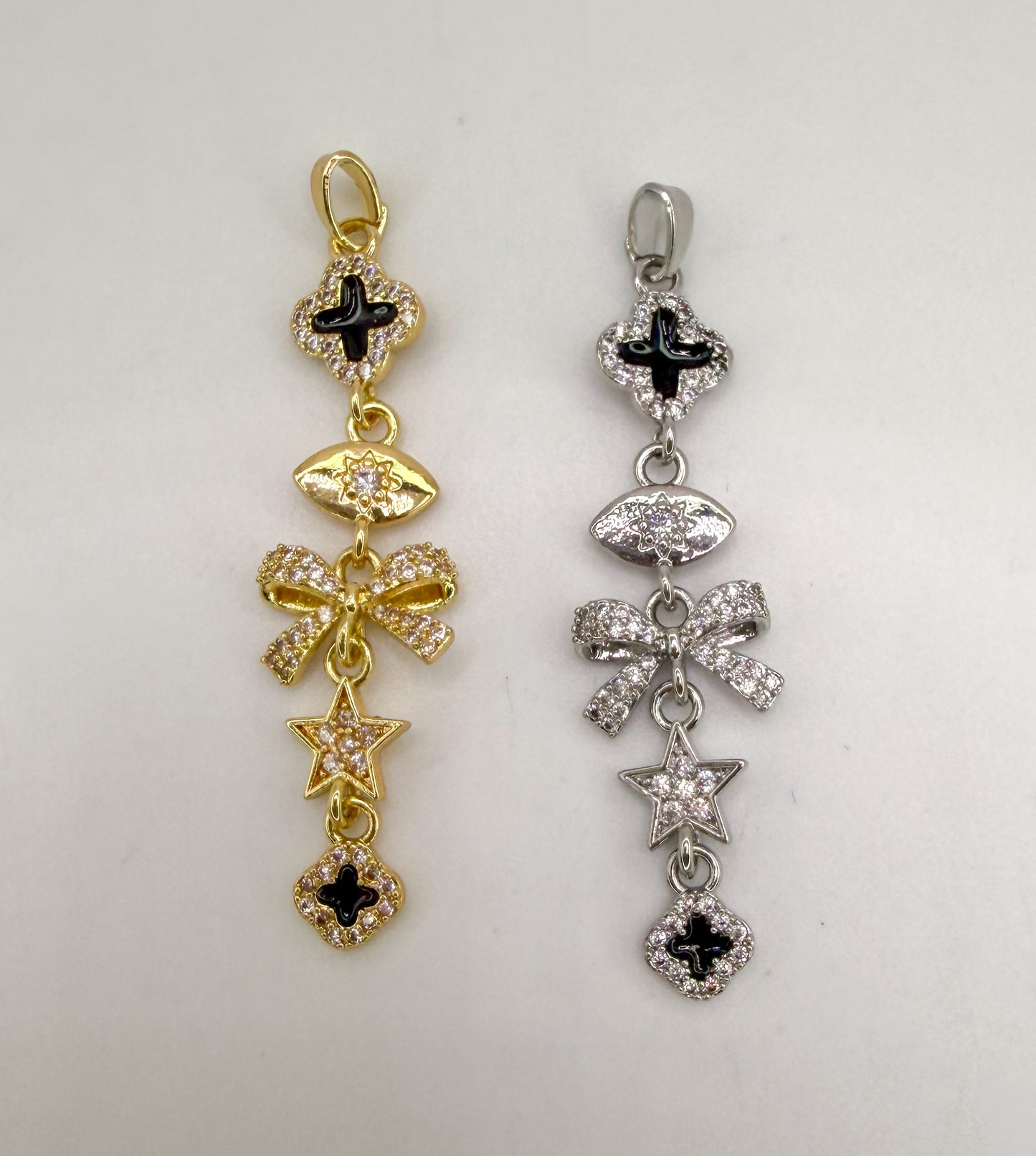 Gold & Silver Clover Dangling Charms Pendant