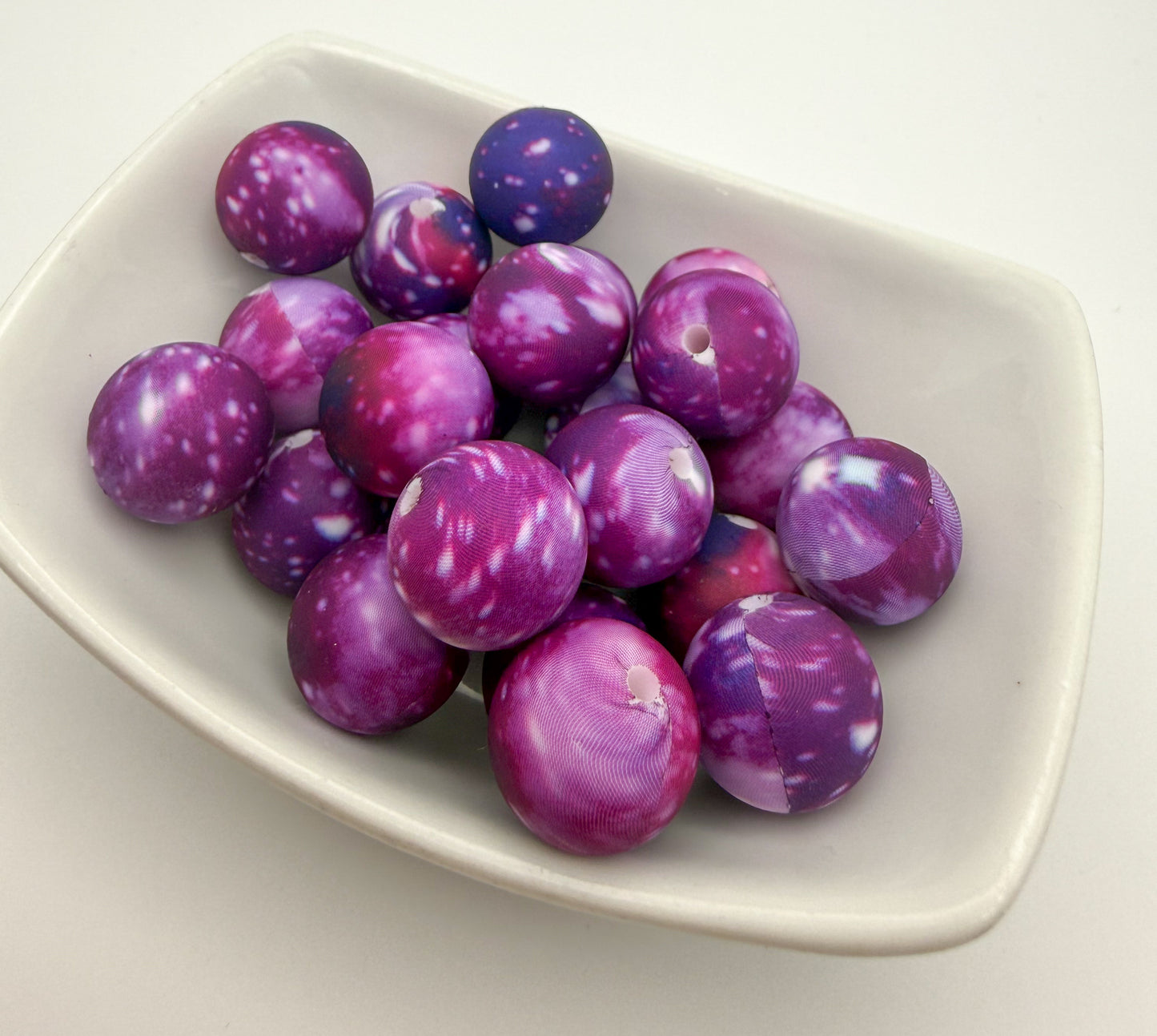 Purple Galaxy Printed Silicone DIY Pen Keychain Beads