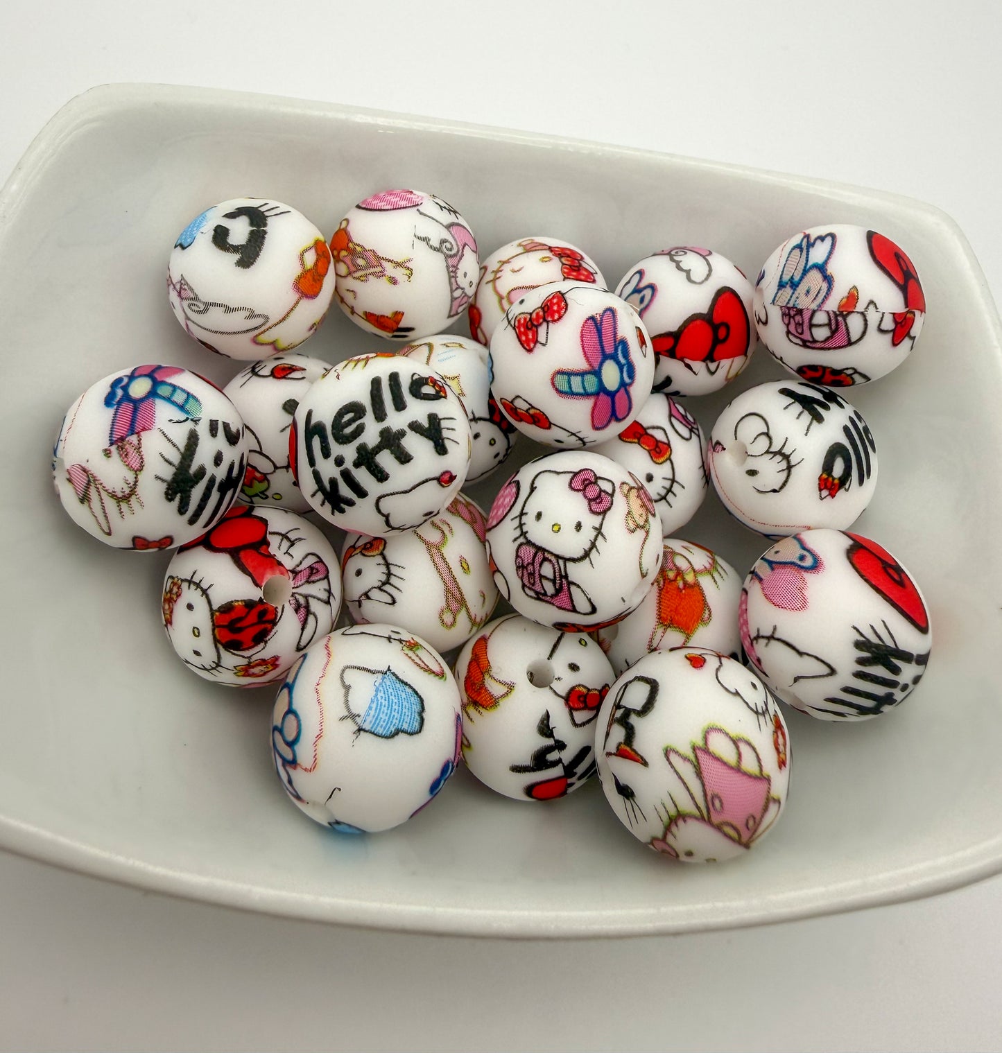 Hello Kitty Printed Silicone DIY Pen Keychain Beads