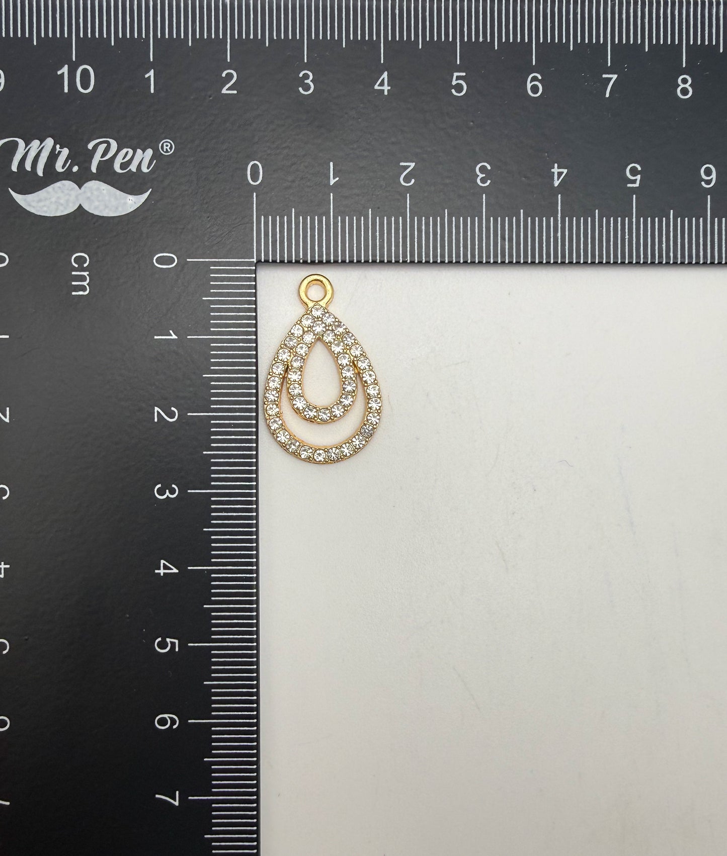 Elegant Rhinestone Double Teardrop Metal Charms