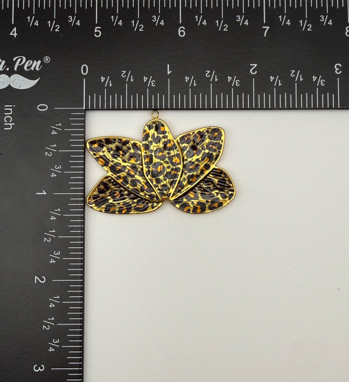 Gold Stainless Steel Leopard Print Flower Charm Pendants