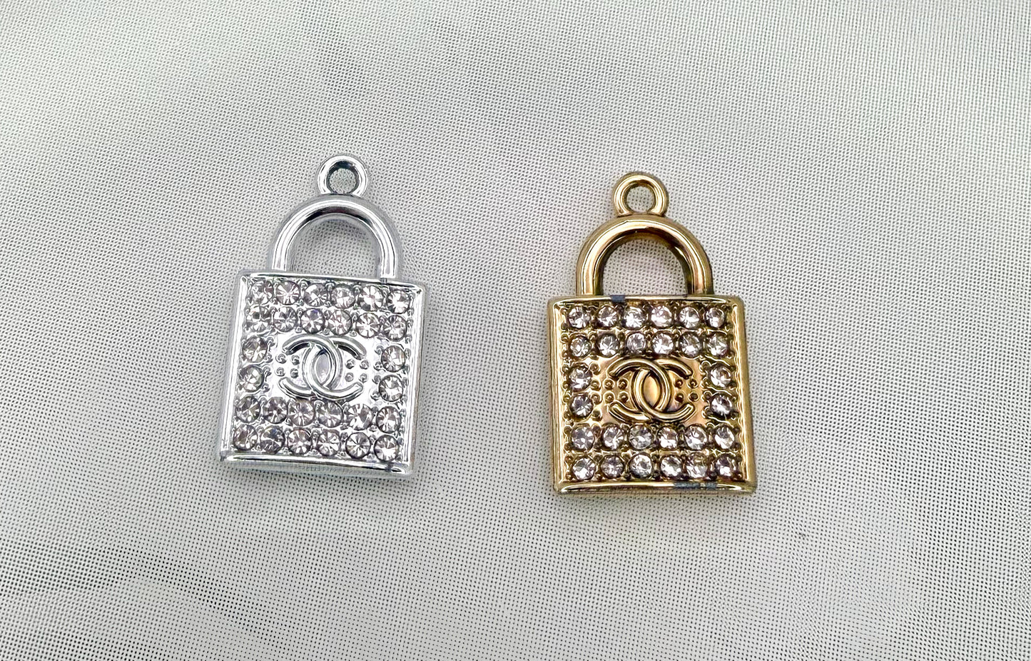 CC Rhinestone Lock Metal Charms