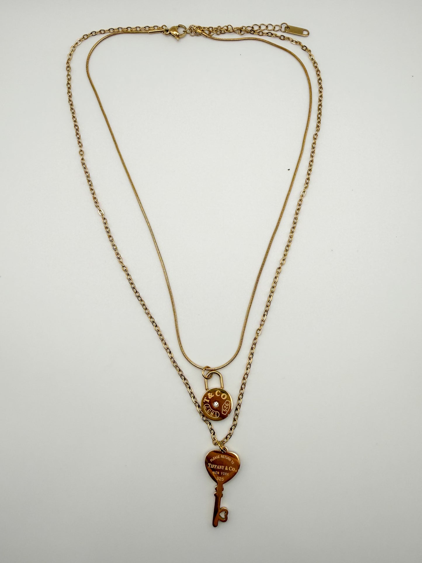 Double Layered T&Co. Gold Pendant Necklace