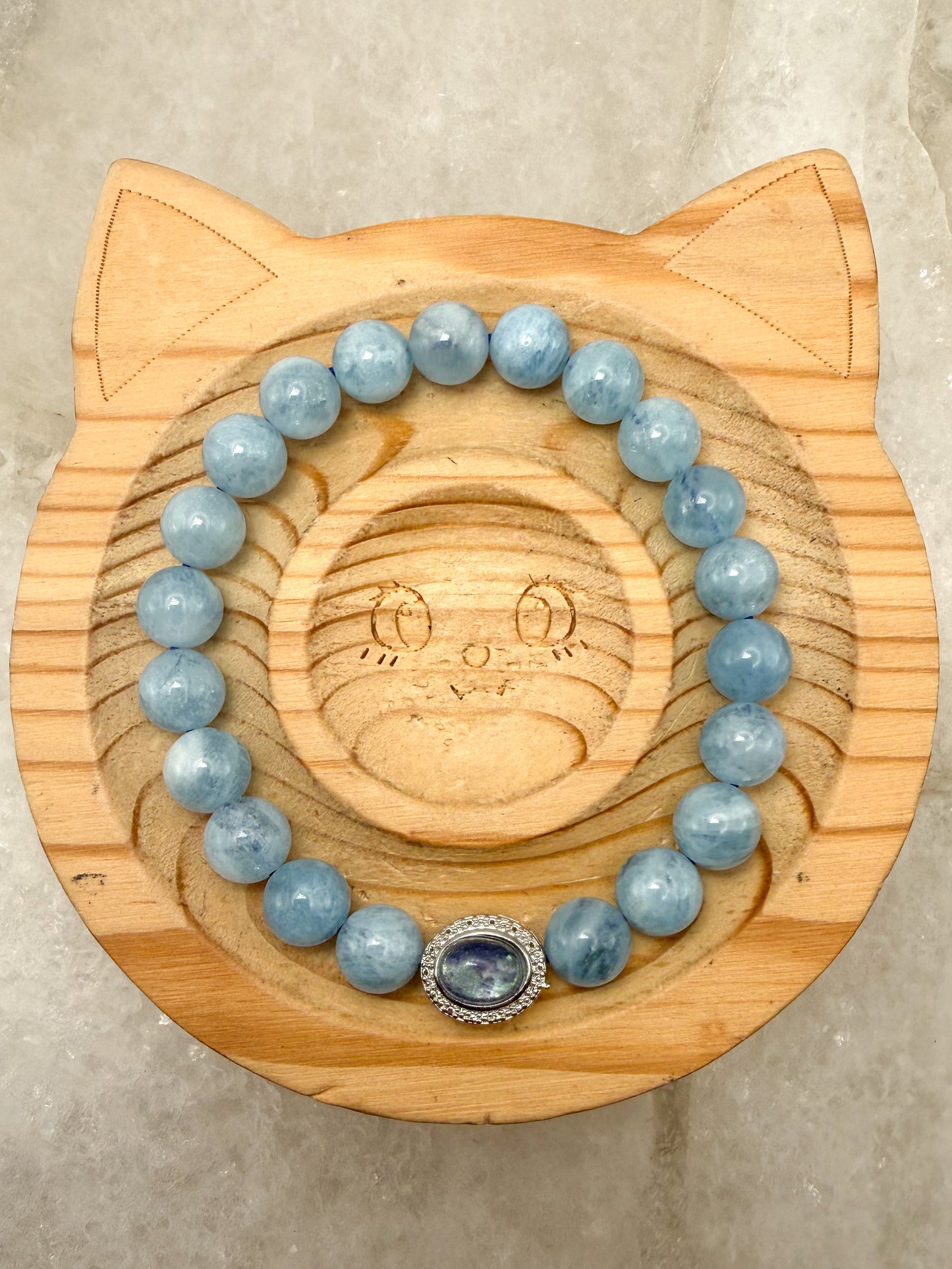 Natural Aquamarine Crystal Stretchy Bracelet