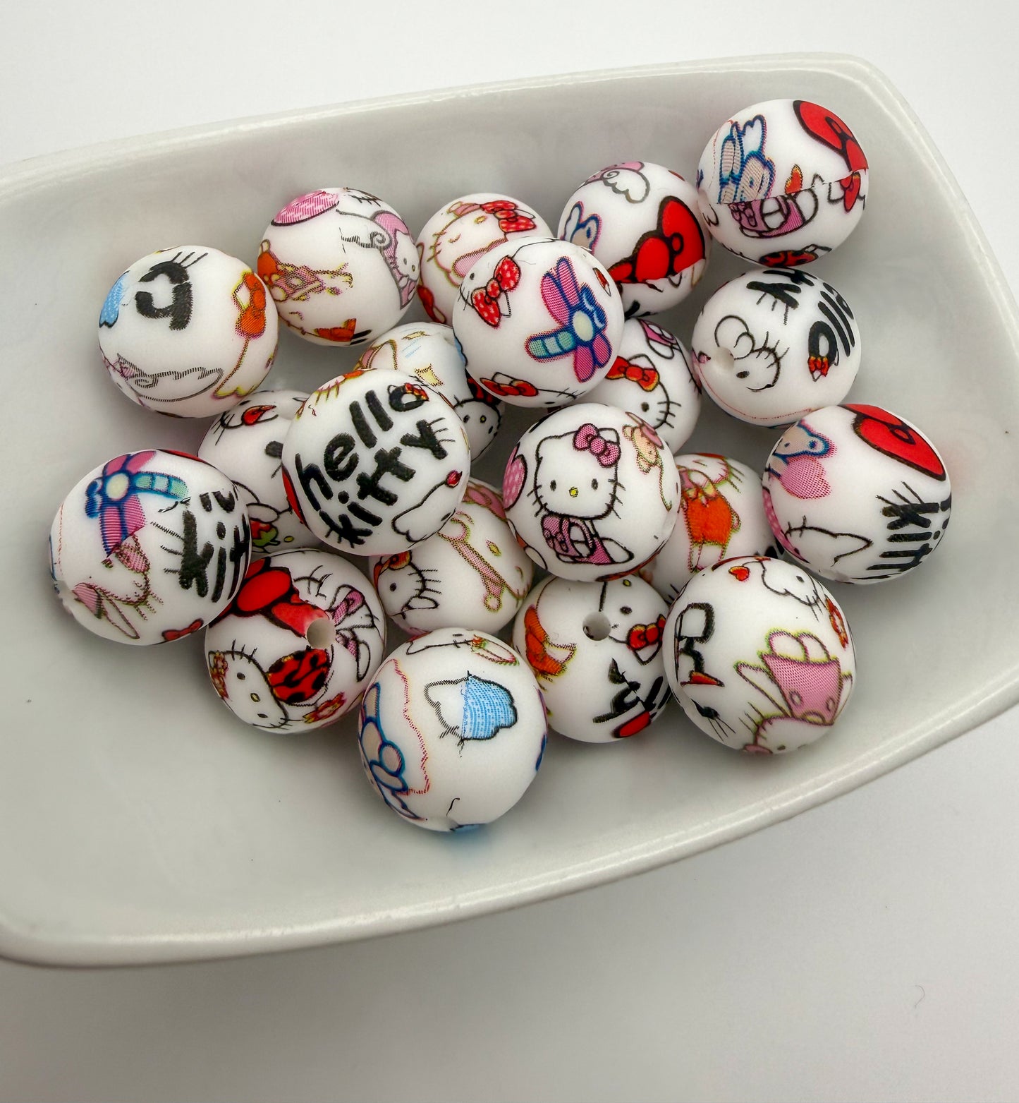 Hello Kitty Printed Silicone DIY Pen Keychain Beads