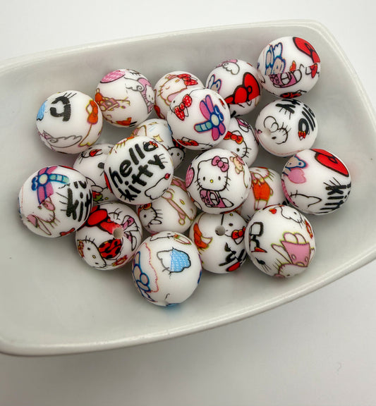 Hello Kitty Printed Silicone DIY Pen Keychain Beads