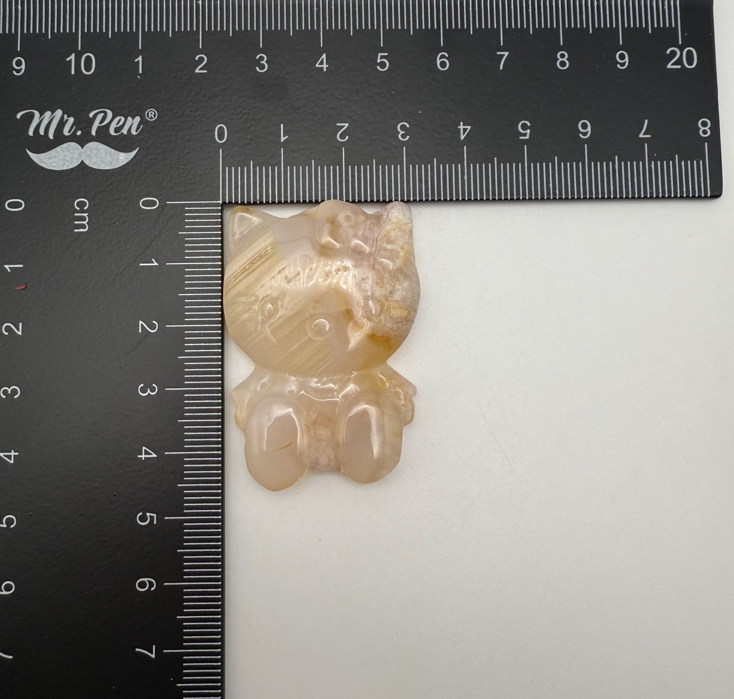 Natural Flower Agate & White Agate Crystal HK Kitty Flatback Decor