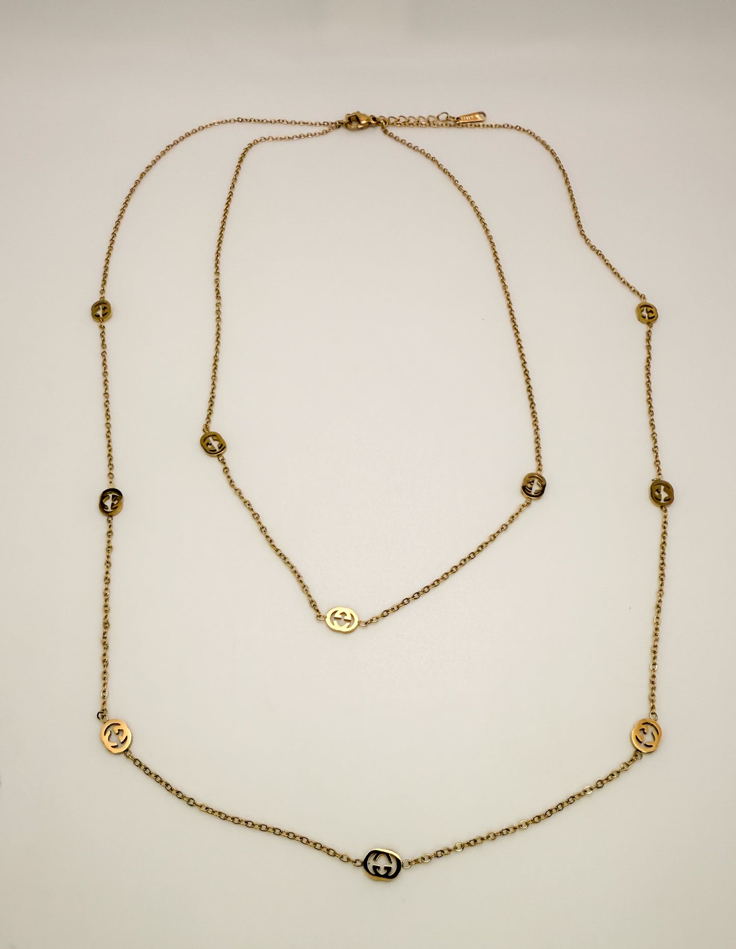 GG Designer Gold Double Layered Necklace