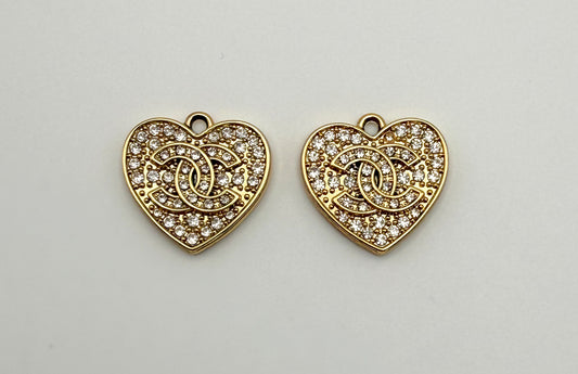 High Quality Gold CC Designer Heart Charms