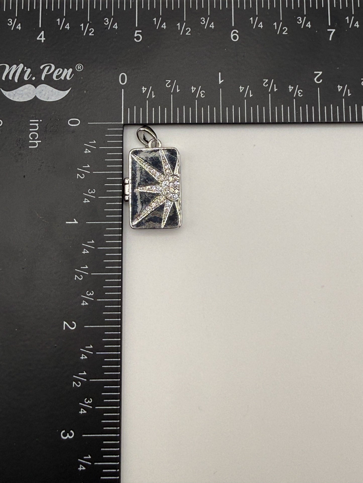 Rectangle Gold & Silver Shining Sun Charm Locket Pendant