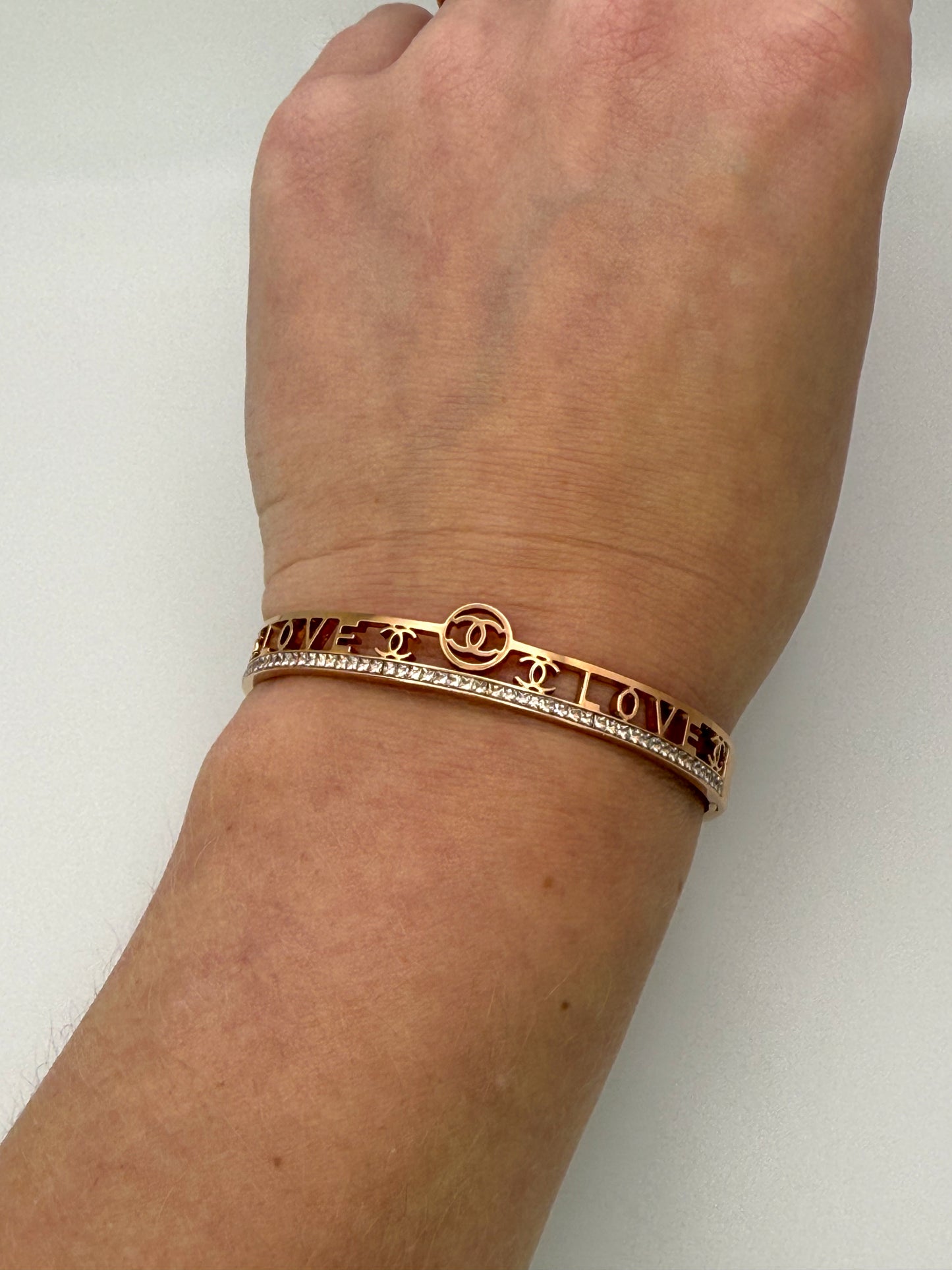 LOVE Chanel Designer Stainless Steel Bangle Bracelet