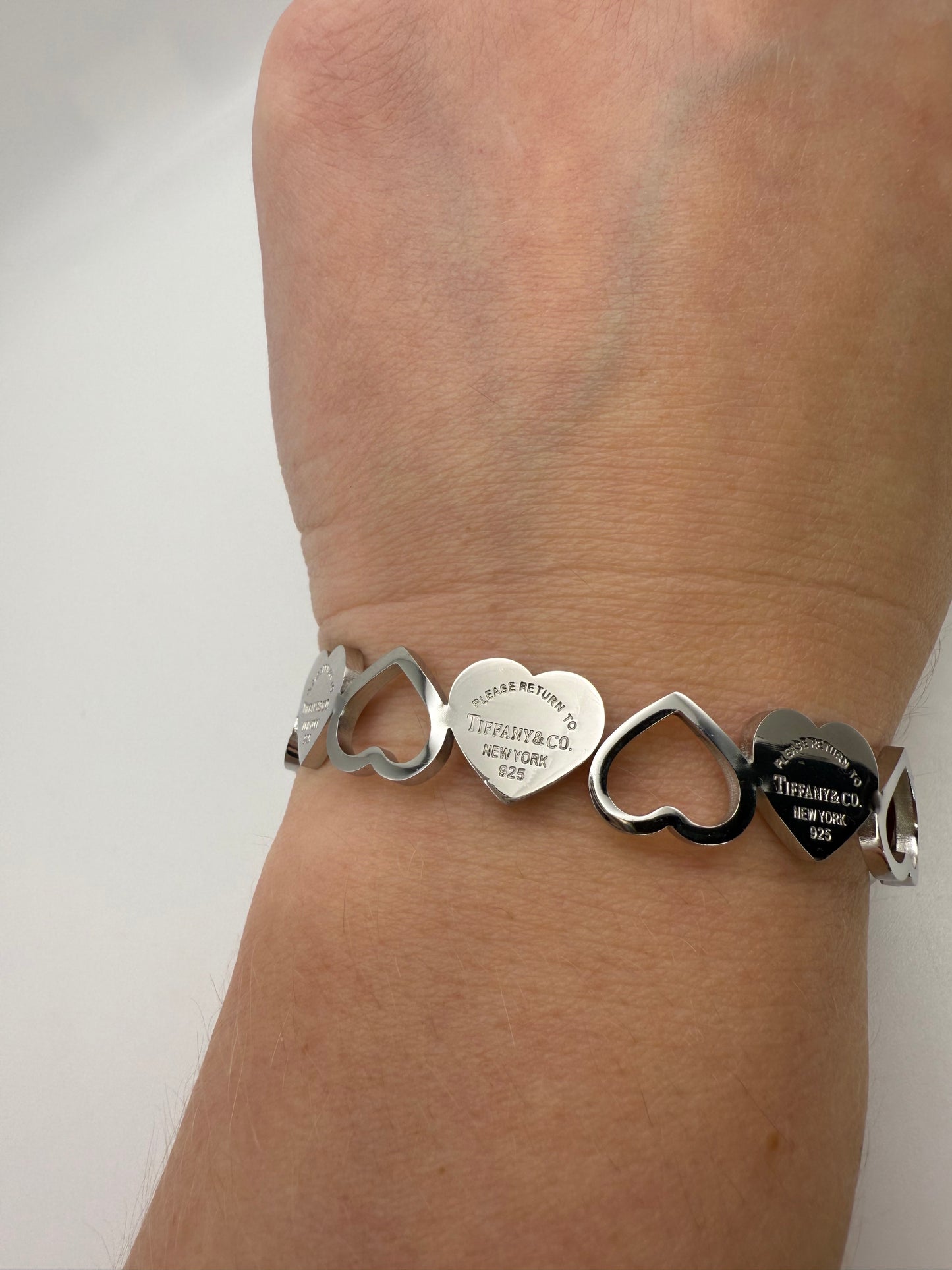 Open Front Tiff n Co. Silver Stainless Steel Bangle Bracelet