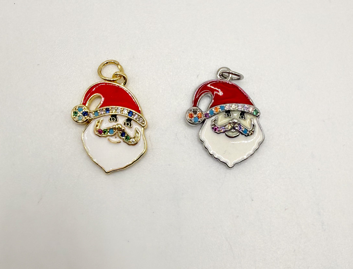 Santa Head with Colorful CZ & Enamel Silver & Pendant
