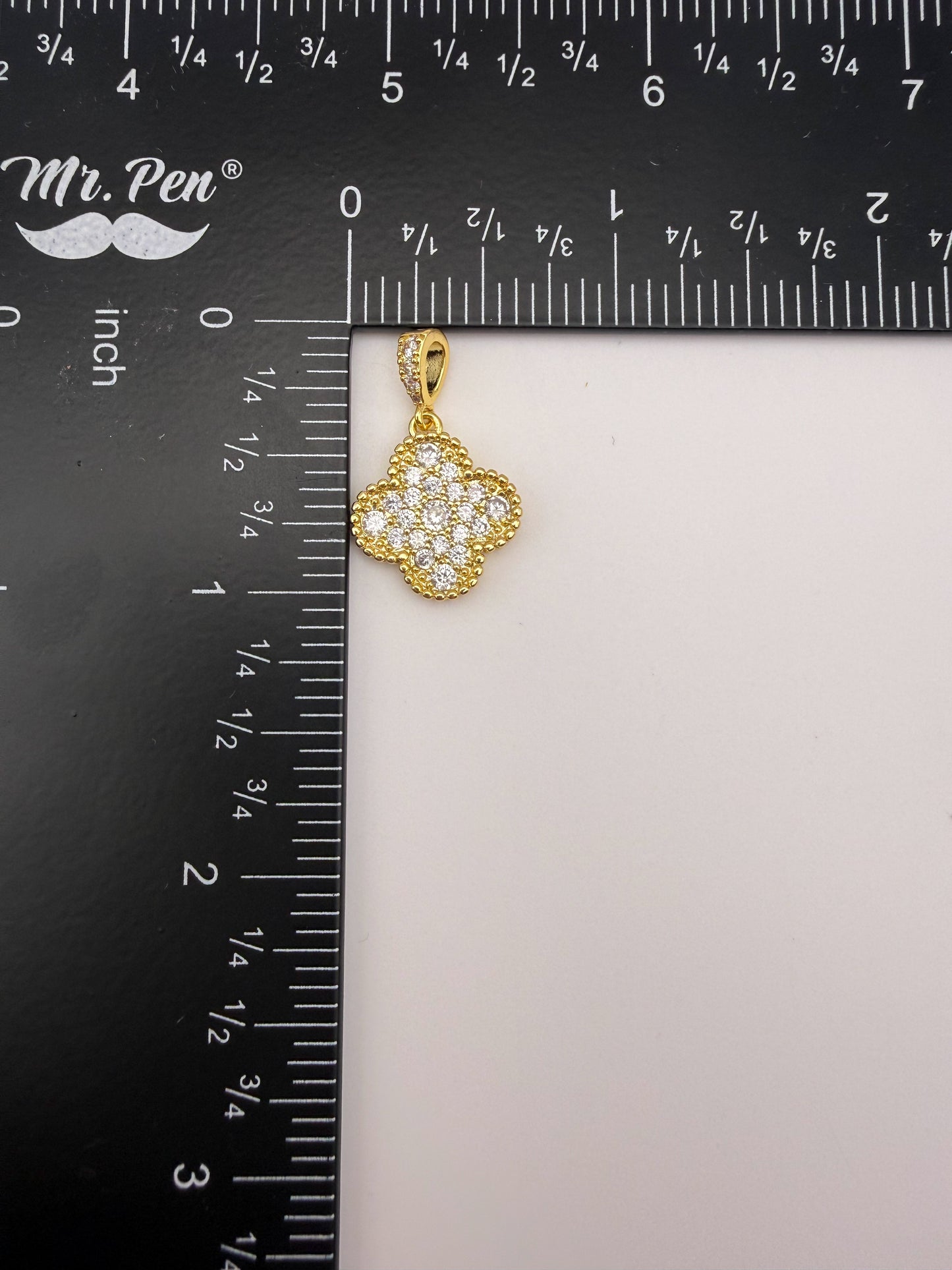 Gold & Silver Zircon Covered Clover  Charm Pendants
