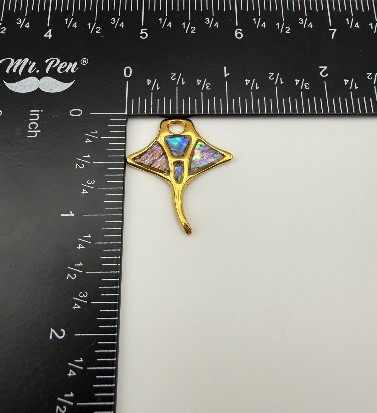 Gold Stainless Steel Abalone Shell Mantra Ray Sea Creature Charm Pendant DIY
