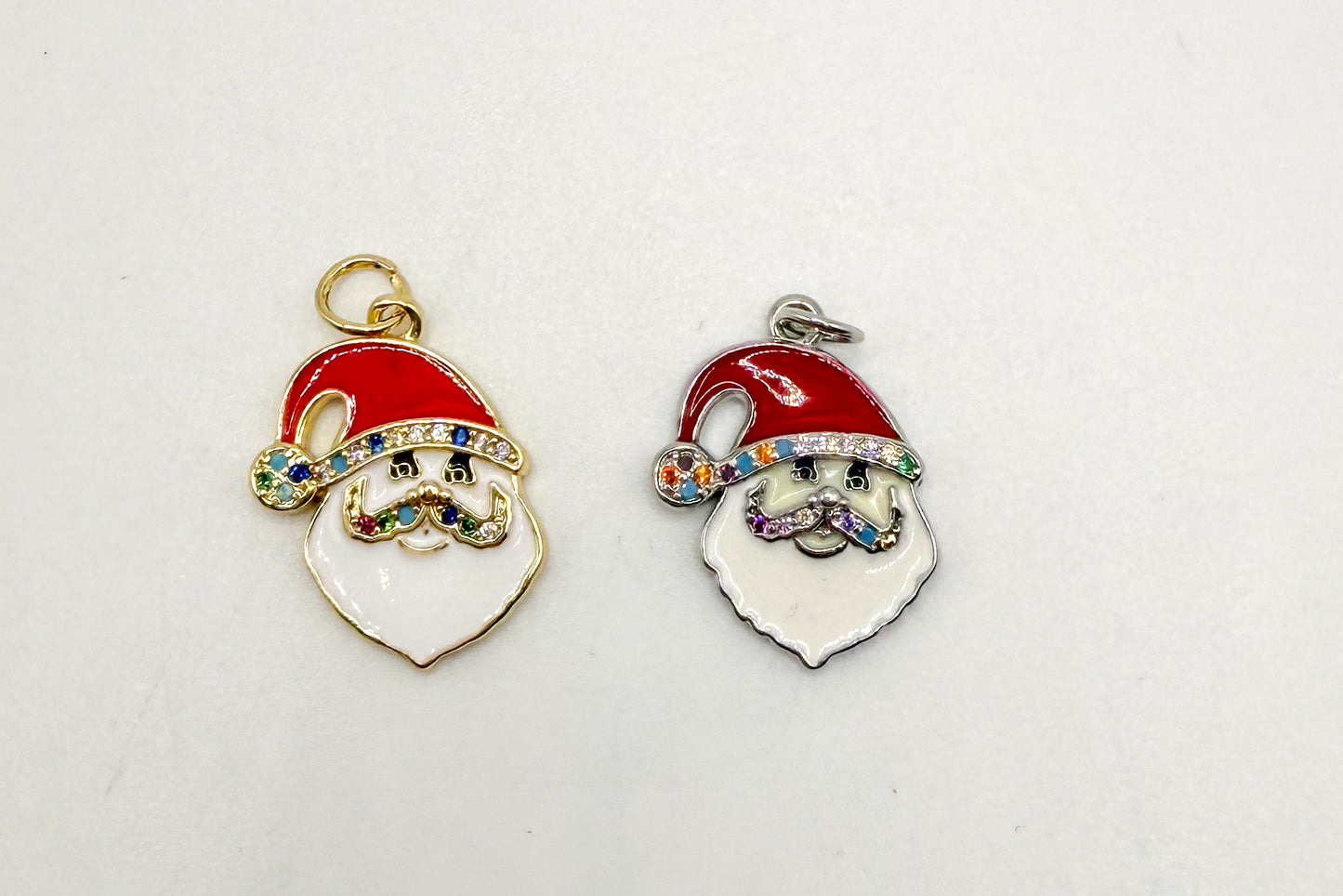 Santa Head with Colorful CZ & Enamel Silver & Pendant