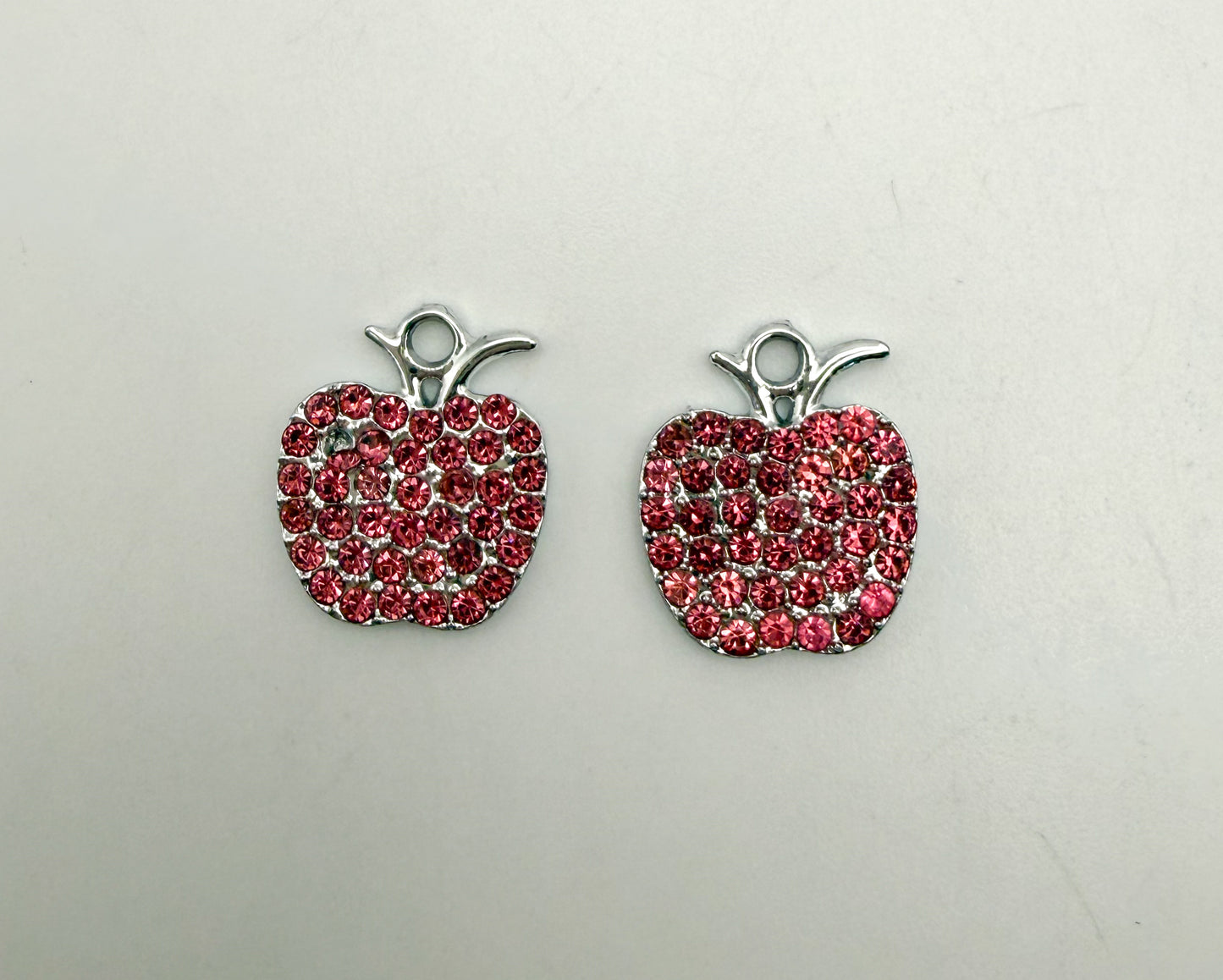 Silver Bling Apple Metal Charm