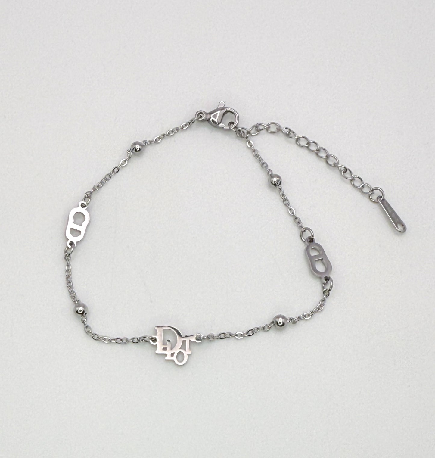 Silver Dior Designer Adjustable Bracelet