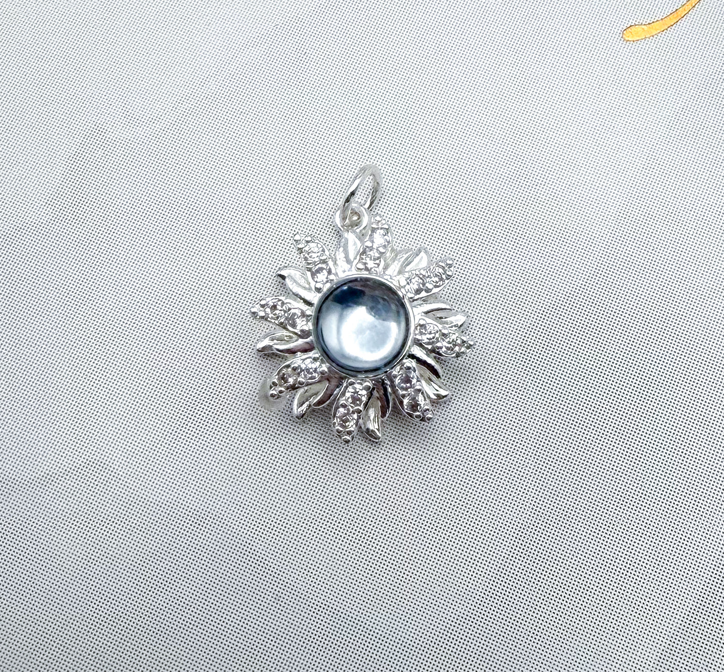 Silver & Gold Spinner Bright Sun Pendant Charm