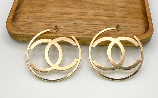 Gold CC Hoop Earrings