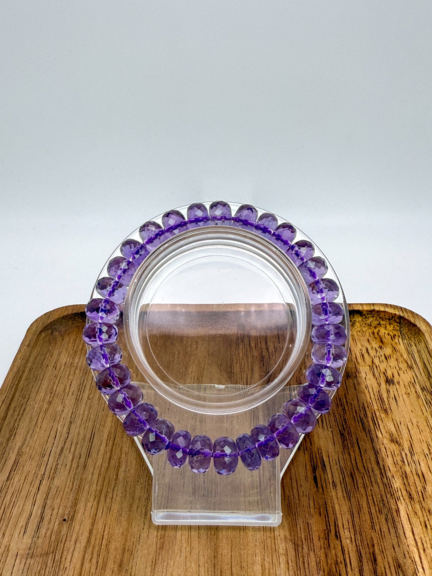 High Quality Natural Amethyst Faceted Donut Shaped Beaded Bracelet