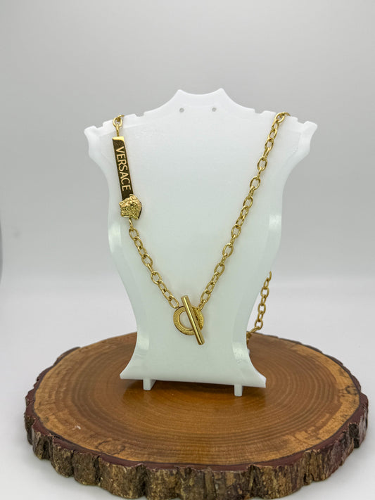 Gold Versace Designer Statement Stainless Steel Necklace