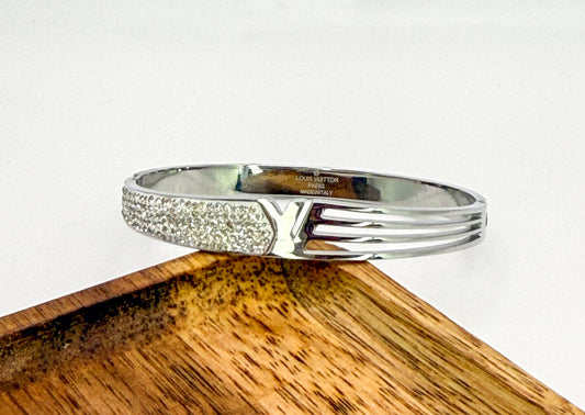 Silver LV Designer Bangle Bracelet
