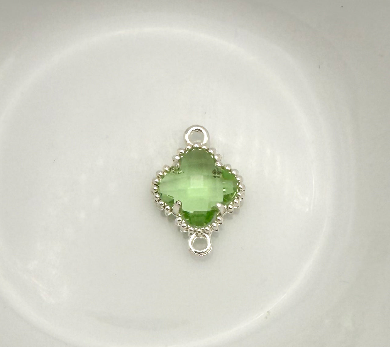 Colorful Double Link Clover Glass Charm Connectors-Gold & Silver