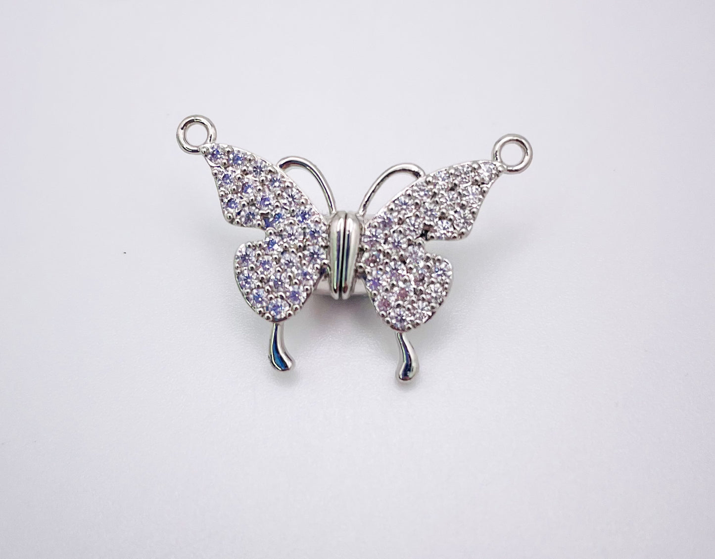 Magnetic Butterfly Pendant covered with micro pave zircon gems