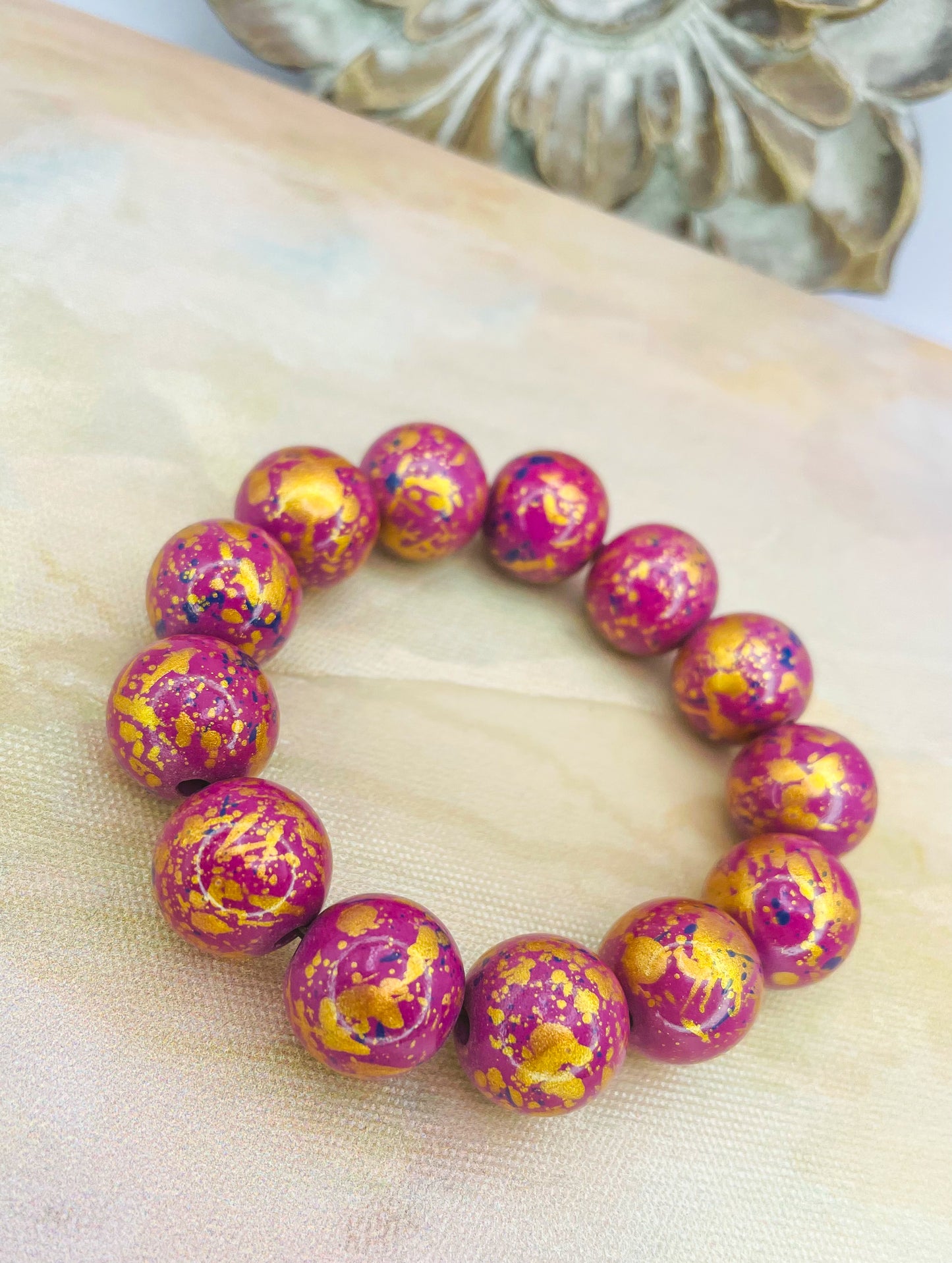 HandPainted Wooden Beaded Bracelet