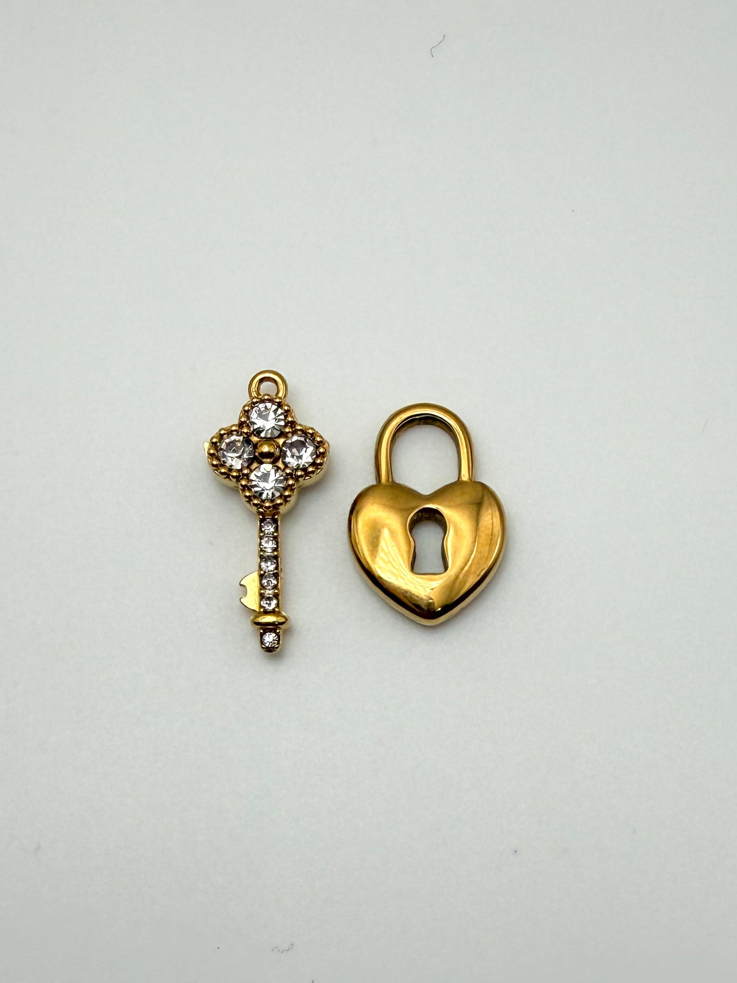 Stainless Steel Lock & Key Charm Pendant Sets