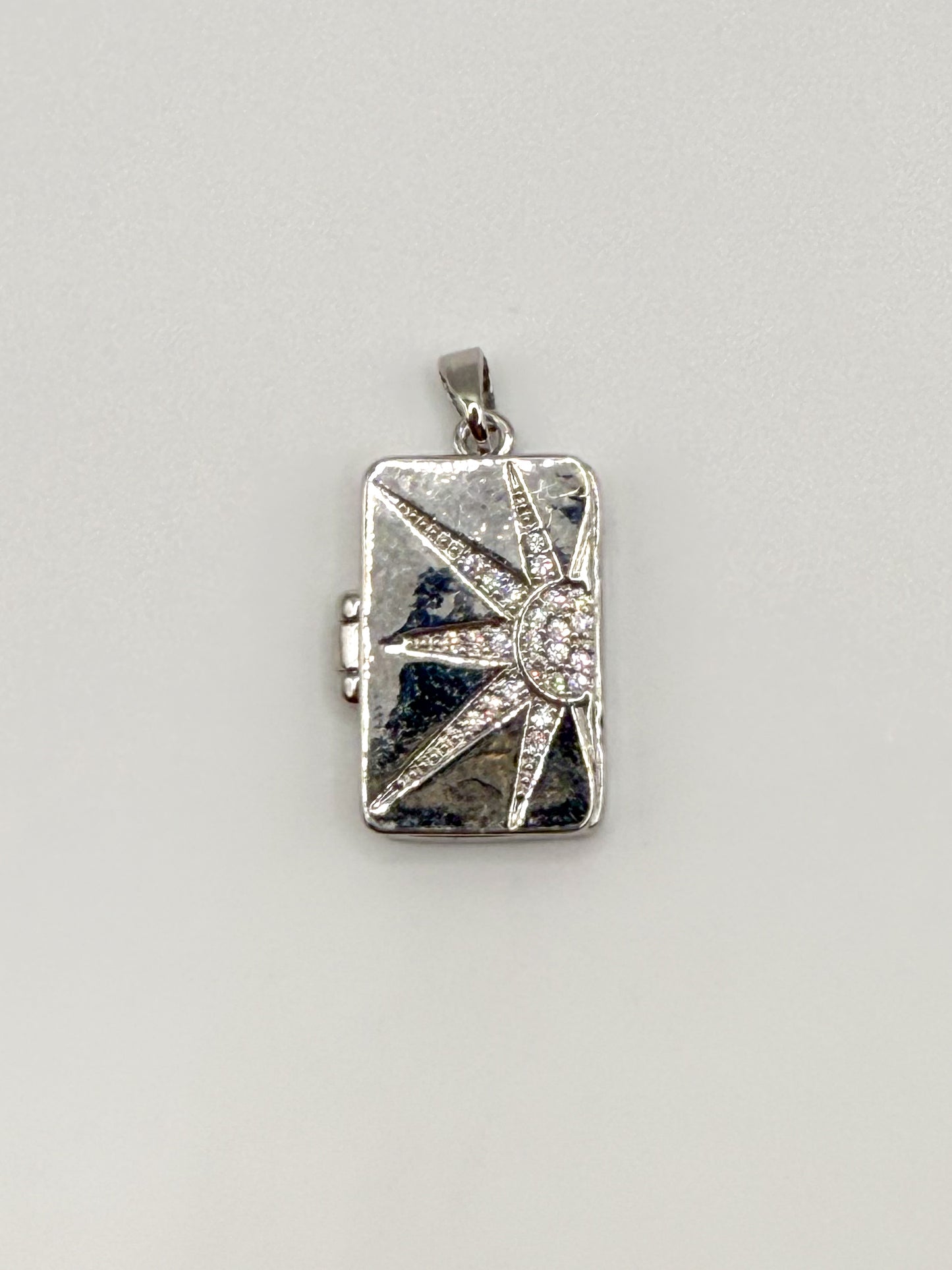 Rectangle Gold & Silver Shining Sun Charm Locket Pendant