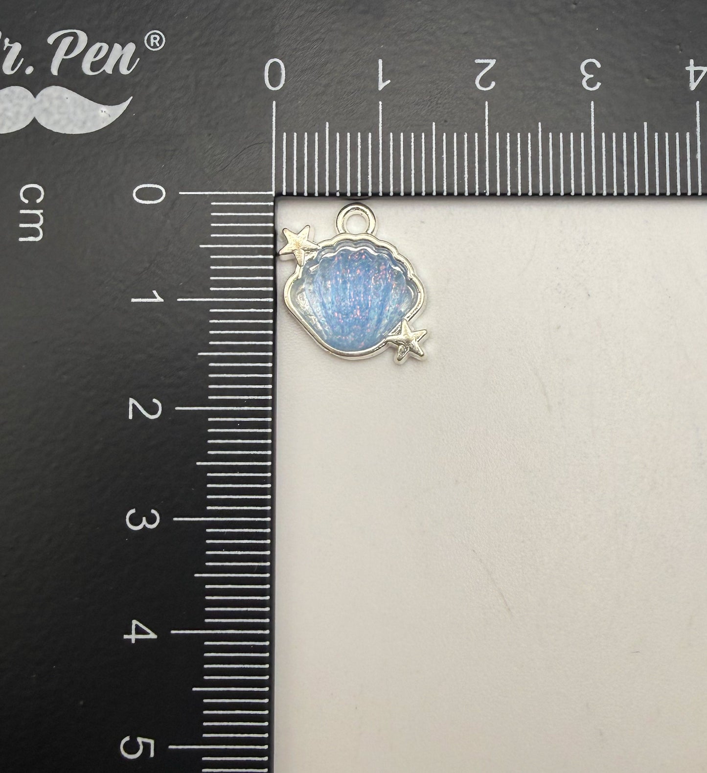 Silver Glittery Resin Filled Shell Metal DIY Charms