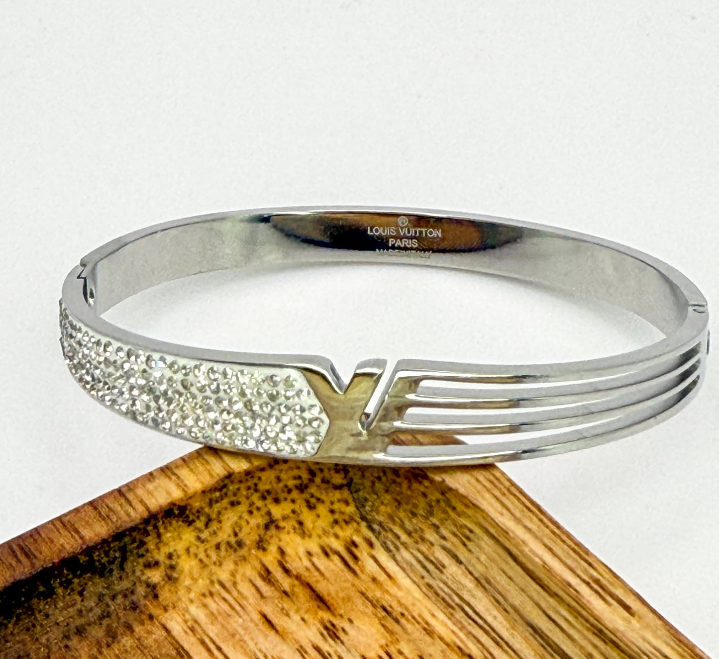 Silver LV Designer Bangle Bracelet
