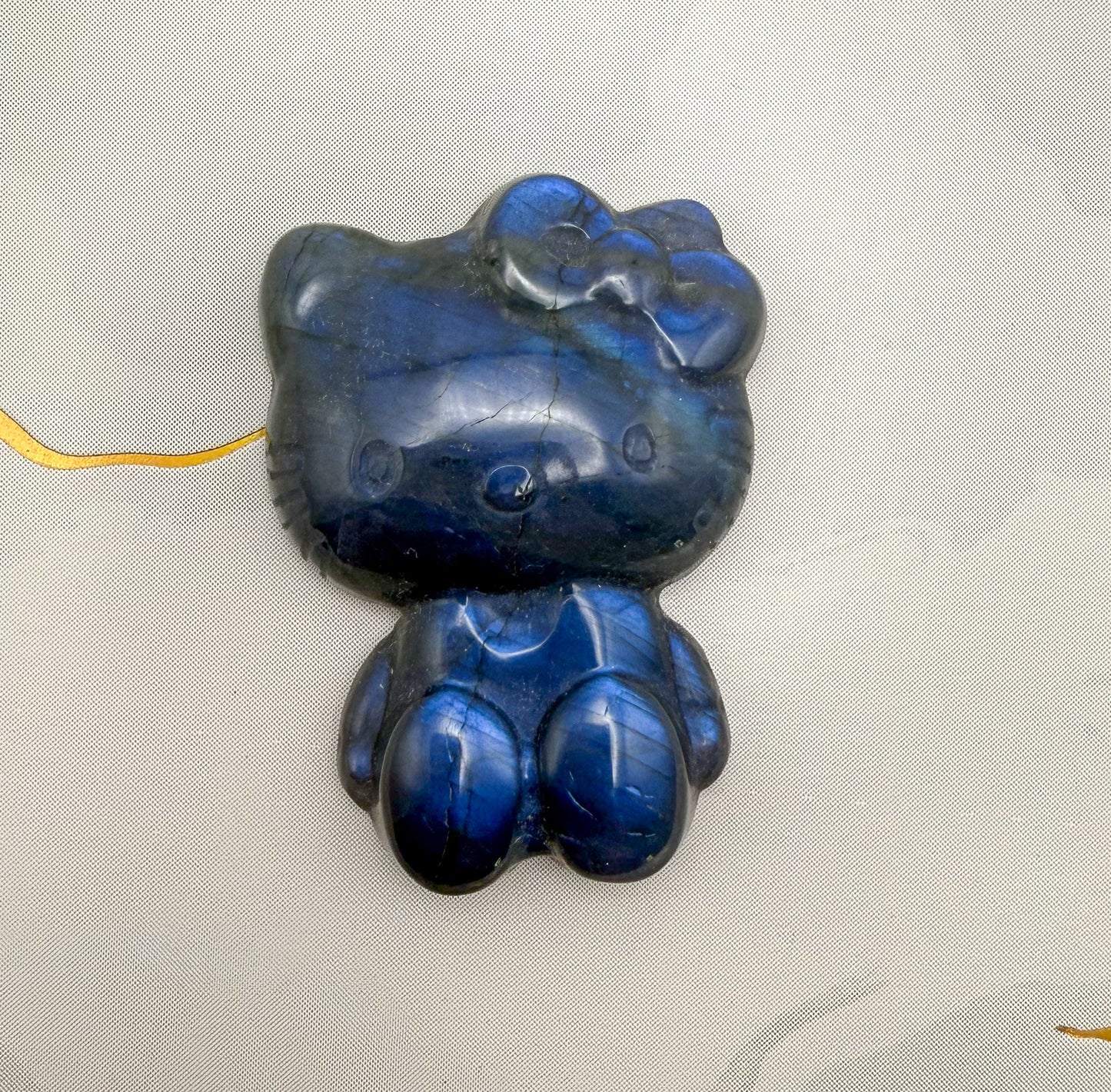 Natural Labradorite Crystal HK Kitty Flatback Decor