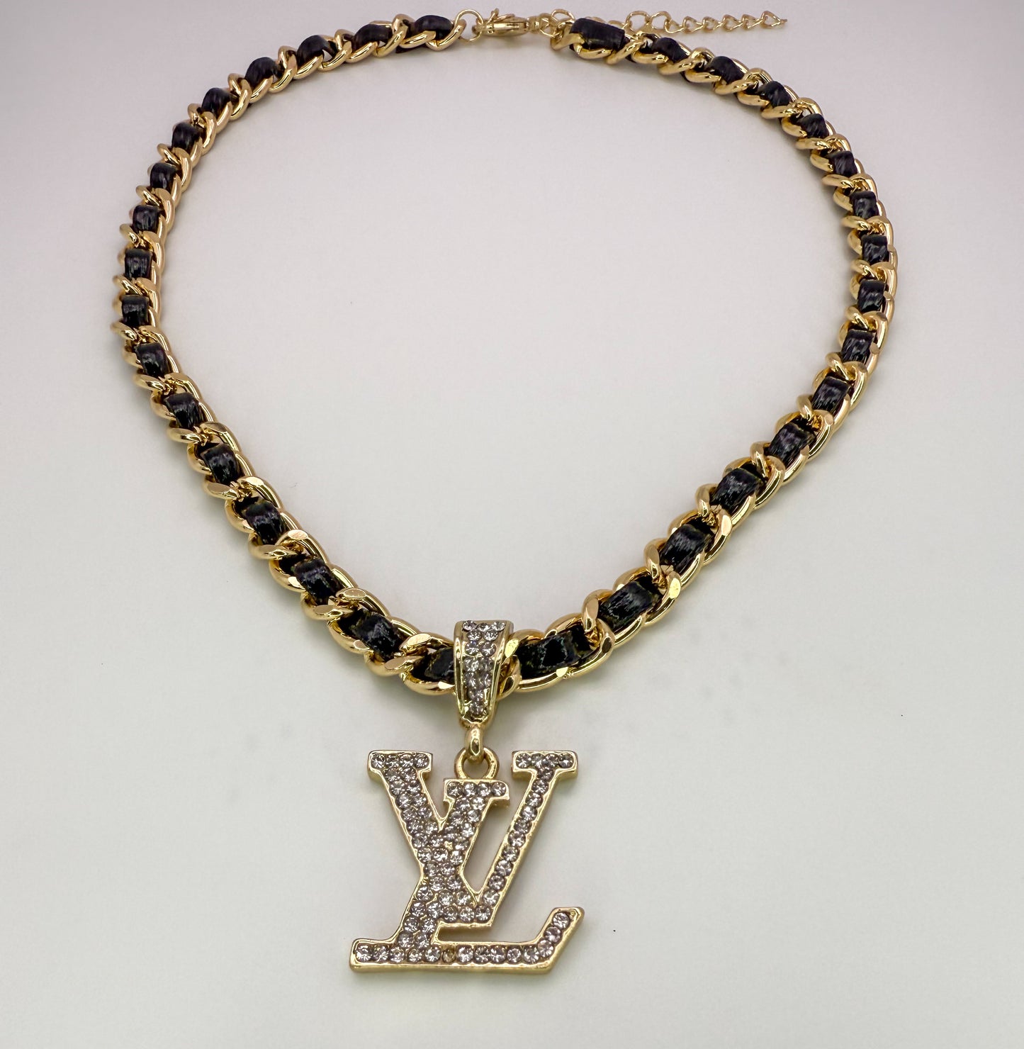 Bold n Gold LV Designer Leather Weaved Necklace