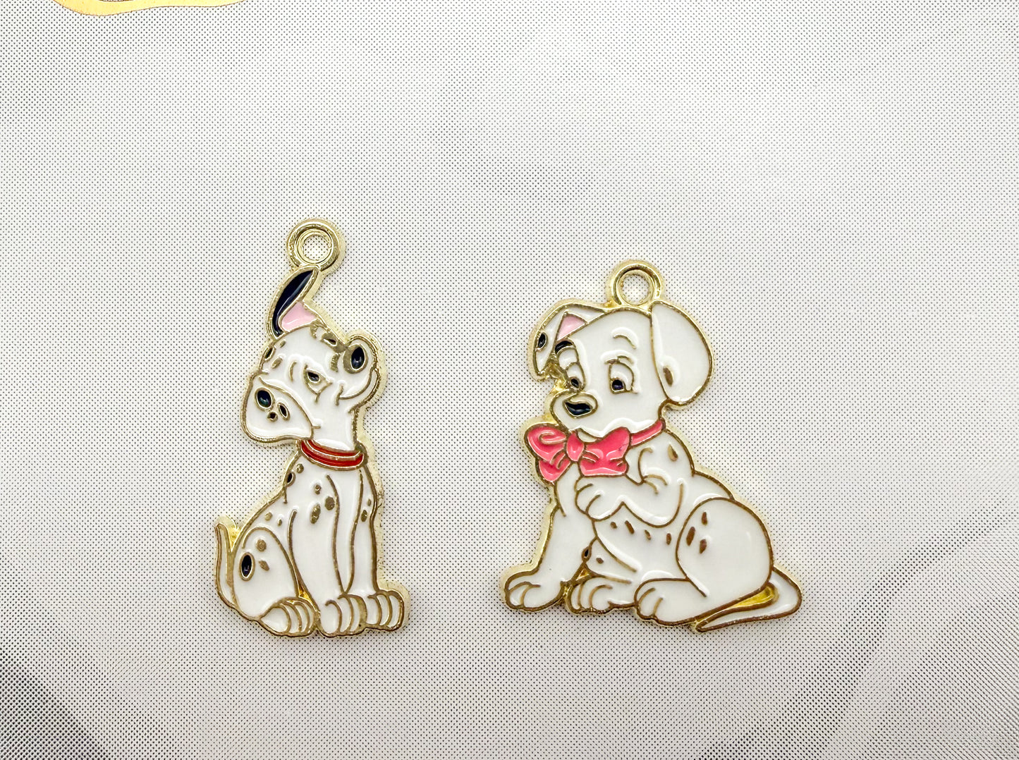 Dalmatian’s Gold Enamel Metal Charms