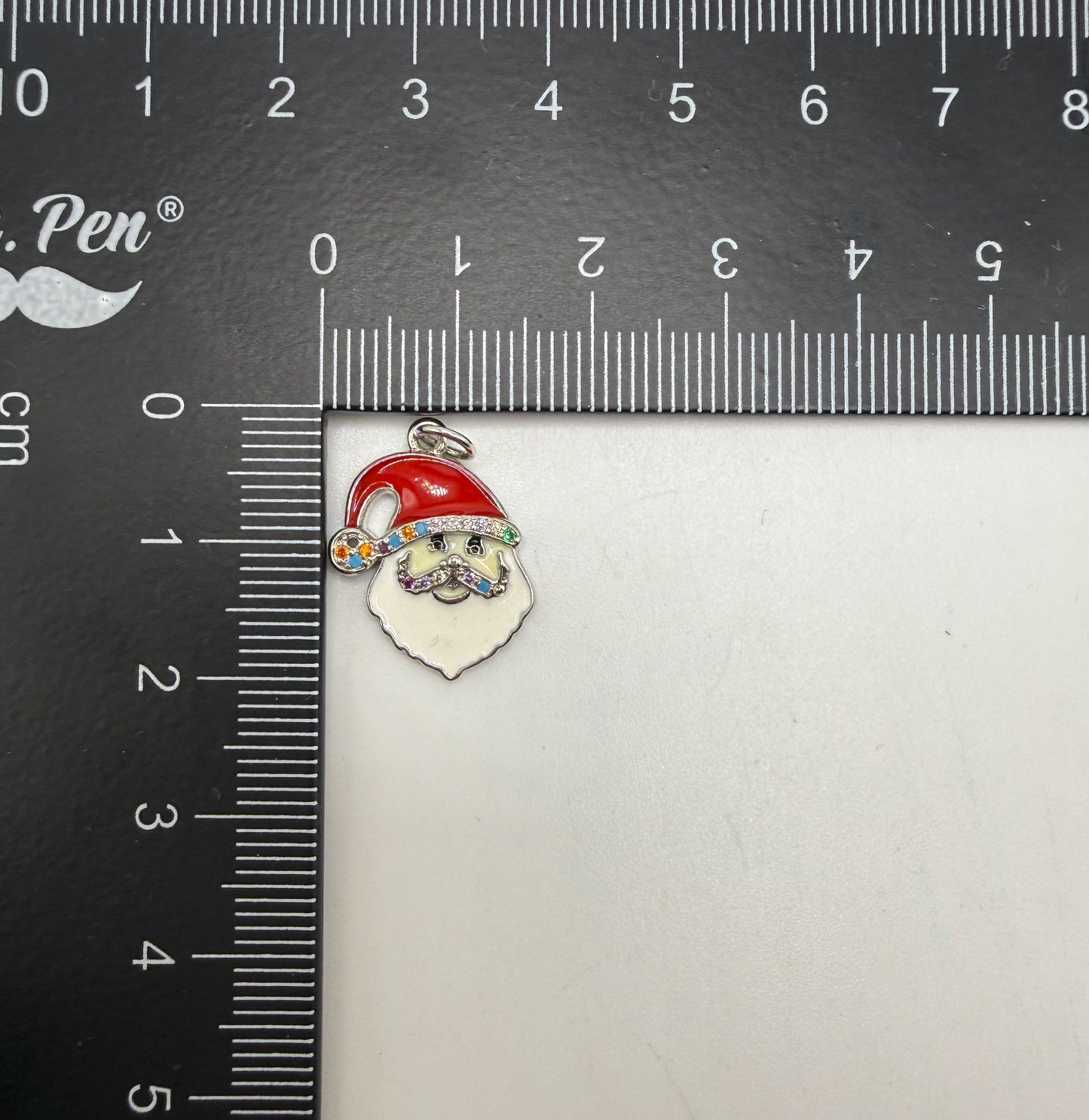 Santa Head with Colorful CZ & Enamel Silver & Pendant