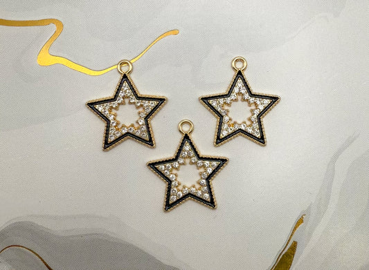Gold & Black Bling Star DIY Charms