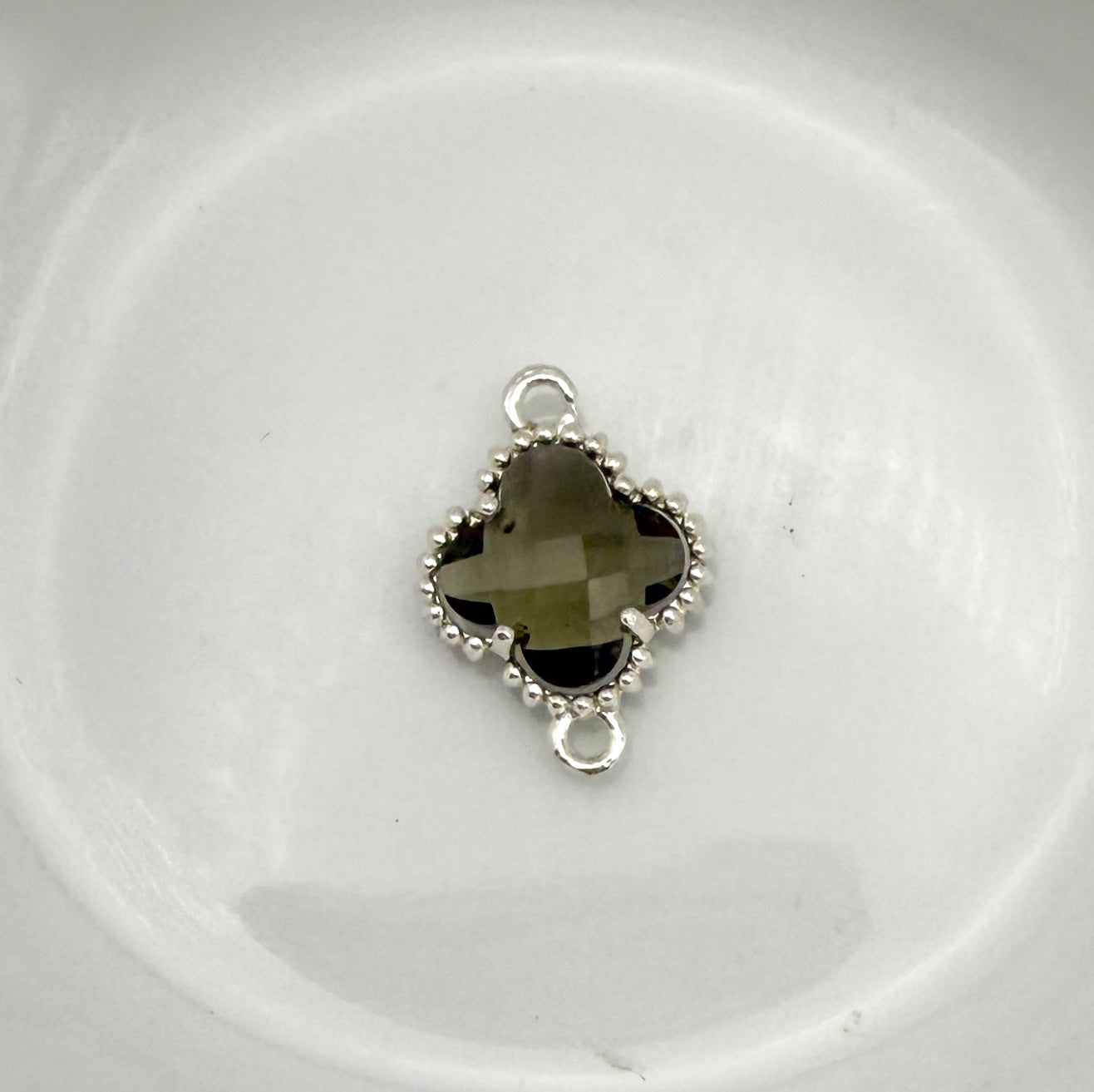 Colorful Double Link Clover Glass Charm Connectors-Gold & Silver