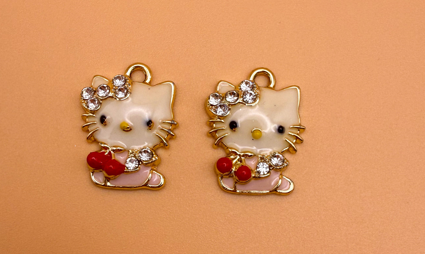 Variety of Gold & Silver Hello Kitty Metal Charms