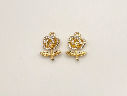 Gold Sparkling Rose DIY Charm